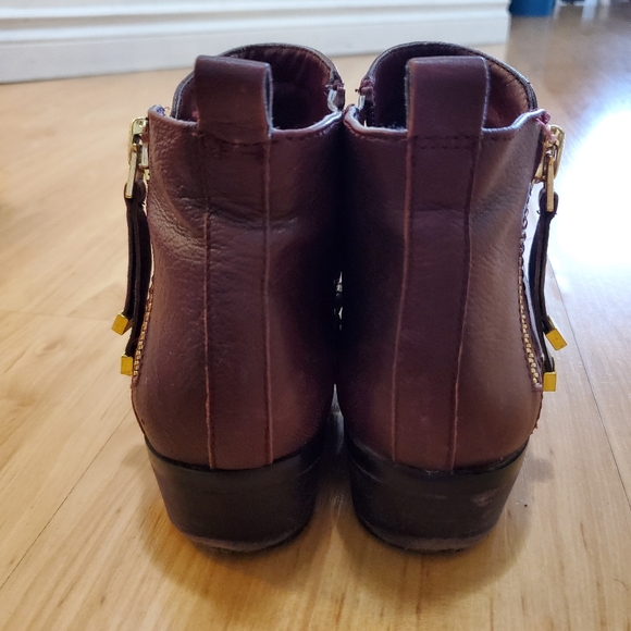 Franco Sarto Leather Ankle Boots Maroon Size 8 - Picture 3 of 9